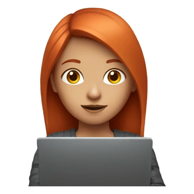 A red-haired girl with a laptop sticker