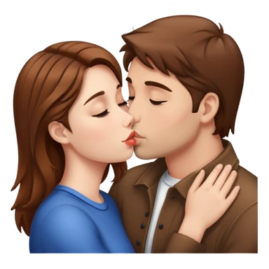 Brown hair girl Kissing guy sticker