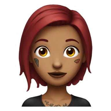 dark red hair girl with tattoos and a nose rin sticker