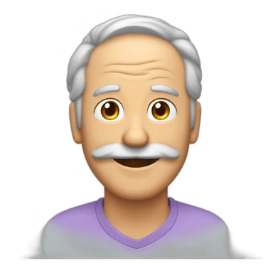 Hombre de 50 años de edad con cabello pelo largo y bigote sonriendo sticker