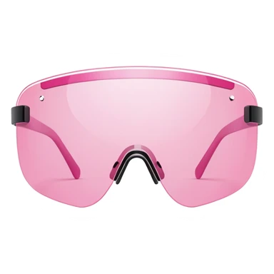 pink tinted shield visor glasses, frameless Y2K style, one continuous lens, minimalist design sticker