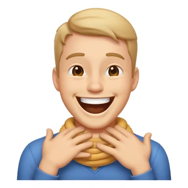 generate emoji of guy laughing with his hands around his neck sticker