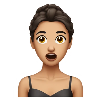 ballerina with dark brown hair with a very shocking stressed facial expression, with her mouth open and strong emotional brows sticker