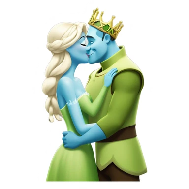 Frozen Elsa kissing Shrek  sticker