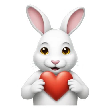 white rabbit hold heart sticker