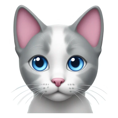 grey and white cat with pink nose and blue eyes sticker