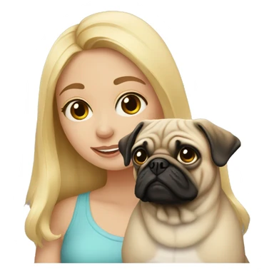 Blonde girl with a pug sticker