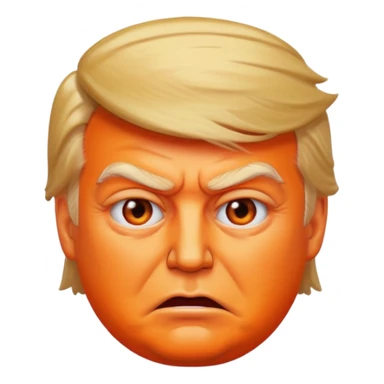 Donald Trump emoji, exaggerated big orange face, evil expression sticker
