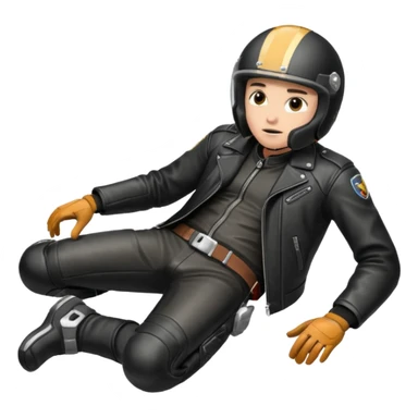 a motorcyclist lying on the ground who has just fallen sticker