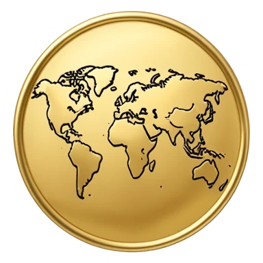 Weltkarte in Gold sticker