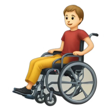 enfant assis sur un fauteuil roulant qui lève les bras en l'air sticker