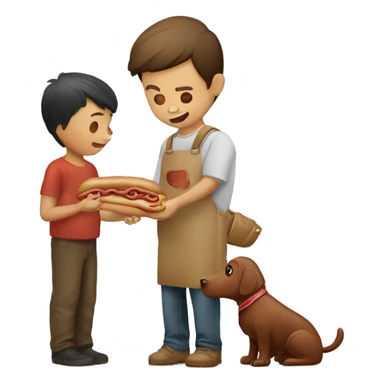 Niño cargando a Perro salchicha café  sticker