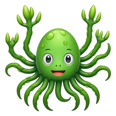 green germs emoji with many limbs sticker