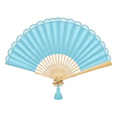 rococo pale pastel blue fan with lace sticker
