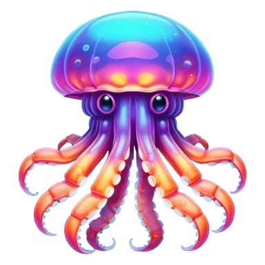 Neon glowing jellyfish-crab-squi sticker