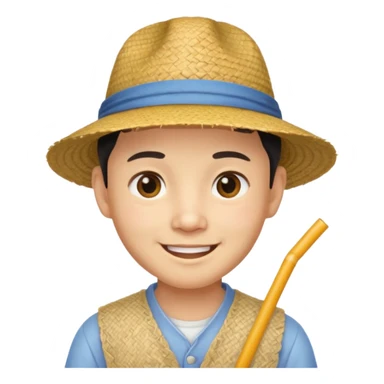 Chinese guy stereotype with straw hat and little eyes yellow guy not black sticker