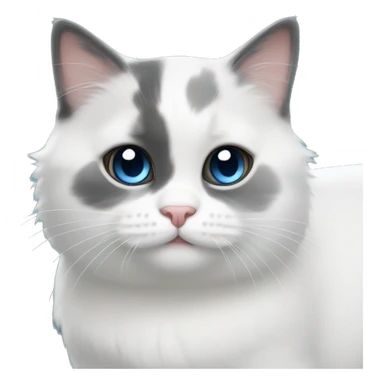 white/black/gray munchkin cat with blue eyes sticker