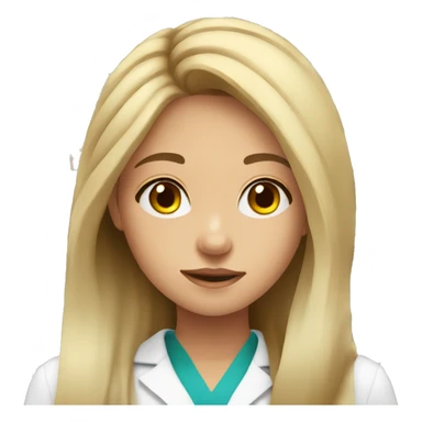 Fair skin young girl with long hair working in a pharmacy sticker