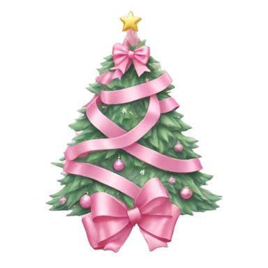 pastel pink decorated christmas tree with a pink bow and ribbons  sticker