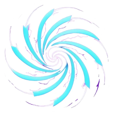 futuristic minimalistic logo icon, abstract glowing storm swirl made of neon purple (#8B5CF6) and cyan (#00E0FF) lines, representing Storm team energy and speed, digital lightning core, dark background, no face, tech-style emblem, 1:1 aspect ratio sticker