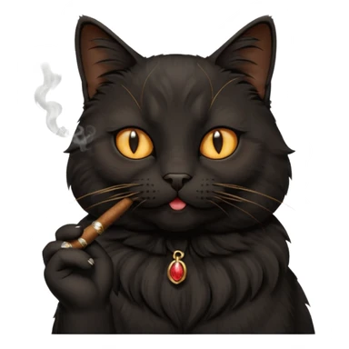 fluffy black  cat smoking a cigar sticker