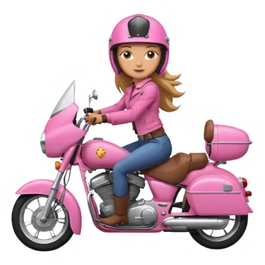 woman rider riding pink motorbiker sticker