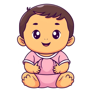 smiling baby girl with big eyes, medium skin tone, and dark hair sticker
