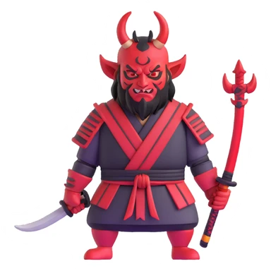 Devil samurai with prominent red horns sticker