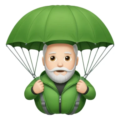 Man with a white beard in a green parachute sticker