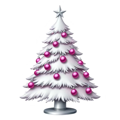 white Christmas tree with pink ornaments sticker