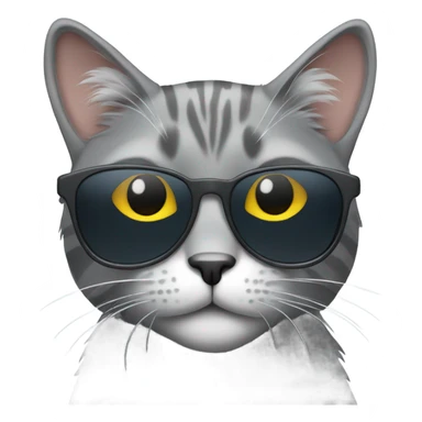 Grey cat wearing sunglasses  sticker