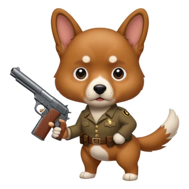 Dog with a gun sticker