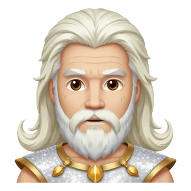 Jupiter, God of Thunder from Gods and Goddesses with long white hair and beard, white sequin outfit sticker