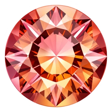 Round cut Padparadscha sapphire with sunset orange-pink hue and sparkling facets sticker
