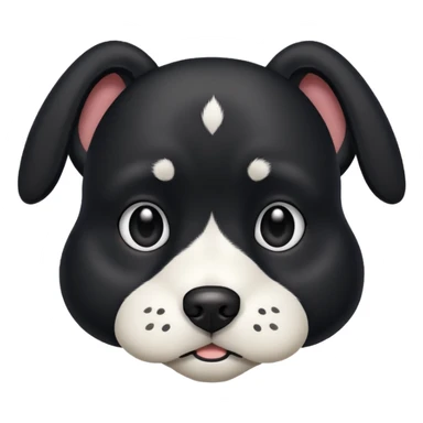 A black not hairy dog with its ears up with a bit of white on its face ￼￼ sticker