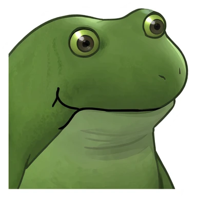 screaming face emoji, green bufo frog meme style, wide open mouth, expressive eyes, no text sticker