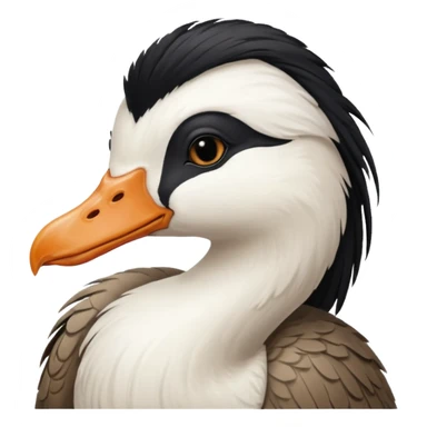 goose with long black hair and swoop bangs over one eye sticker