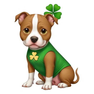 Pit bull dog wearing a shamrock shirt  sticker
