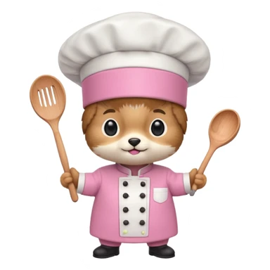 animal with pink chef costume sticker