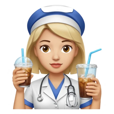nurse holding iced drink sticker