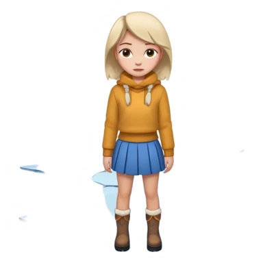 fai l'immagine di una ragazza su un lago ghiacciato che si sta incrinando sotto i suoi piedi, lei guarda giù sussultando terrorizzata falle la gonna sticker