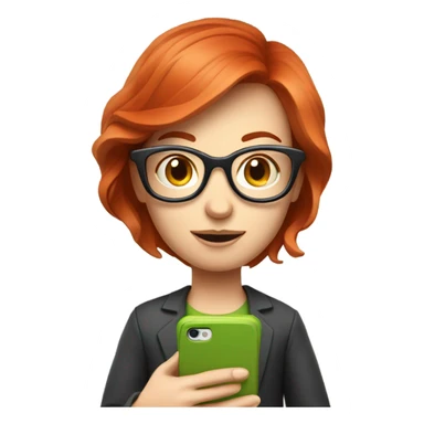 red hair nutritionist with glasses texting smartphone sticker