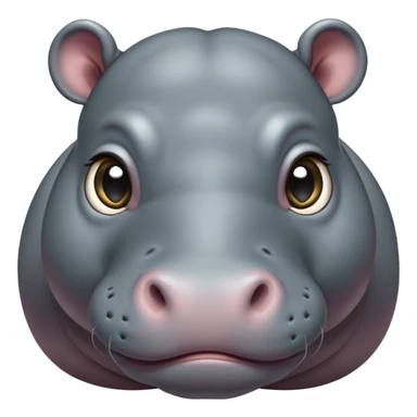 cinematic-cute baby hippo-portrait-emoji,-poised-and-regal,-with-a-massive,-robust-build-and-a-smooth,-sleek-slate-gray-hide,-deep-set-soulful-eyes,-simplified-yet-sharp-and-sophisticated-features,-highly-detailed,-glowing-with-a-soft radiance sticker