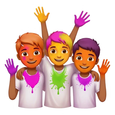 A emoji of holi(indian festival) it's is the festival colour every one play with colours and boys are playing holi sticker