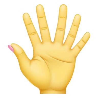 Turn a yellow hand with five fingers, showing number 3 with pinky, middle, and index. Make sure pinky is on the bottom  sticker
