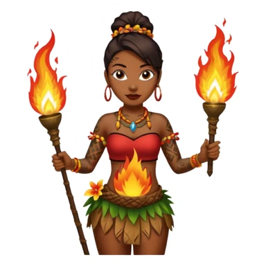 hawaiian female fire dancer with tattoos sticker