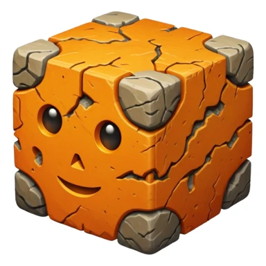 american-orange-intricate-stone-age-rocky-cube-shaped sticker