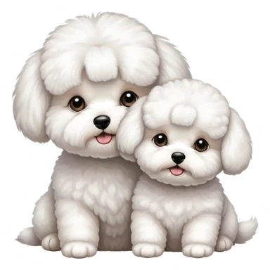 Two Bichon frise girls mom and baby gurl sticker