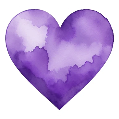minimalist watercolor heart icon, monochromatic purple washes, soft bleeding edges, on textured white paper, serene and emotional, perfect for app icon, transparent background, flat lay --style raw --stylize 150 sticker