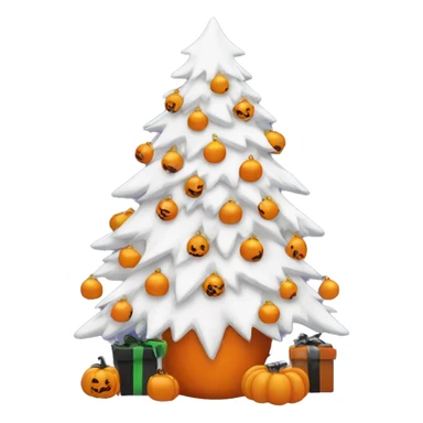 white christmas tree with halloween decor  sticker